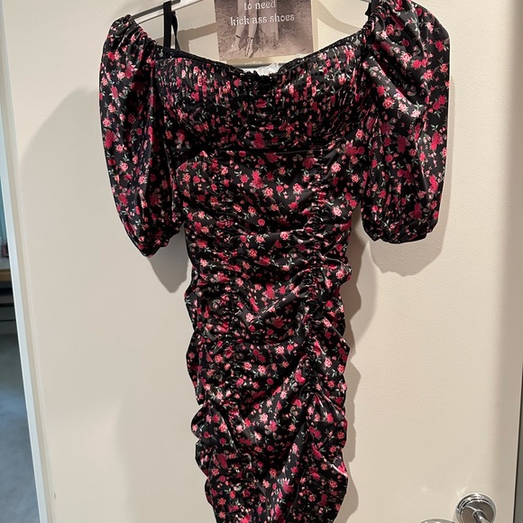 EUC, FOR LOVE & LEMONS, XSm, Black & Pink floral dress, Gorgeous! Corset look. - Picture 5 of 14